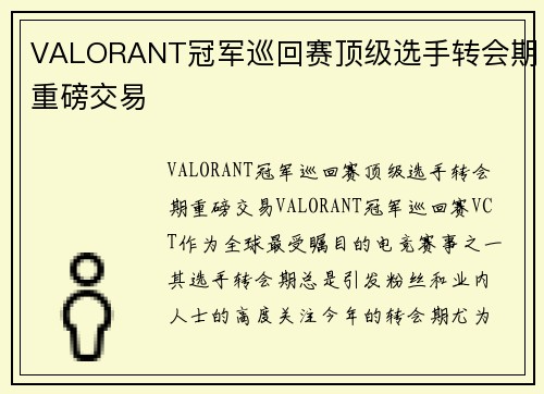 VALORANT冠军巡回赛顶级选手转会期重磅交易